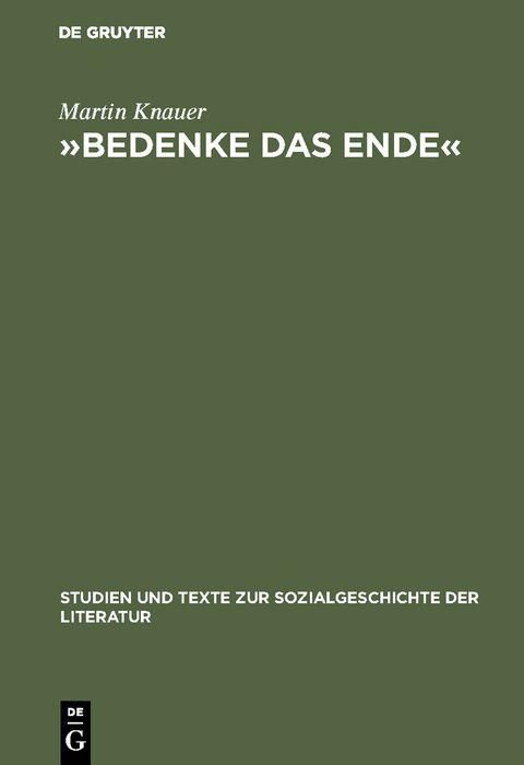 Produktbild: 'Bedenke das Ende'