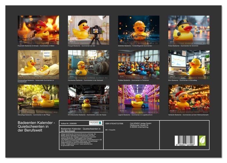 Produktbild: Badeenten Kalender - Quietscheenten in der Berufswelt (Wandkalender 2026 DIN A3 quer), CALVENDO Monatskalender