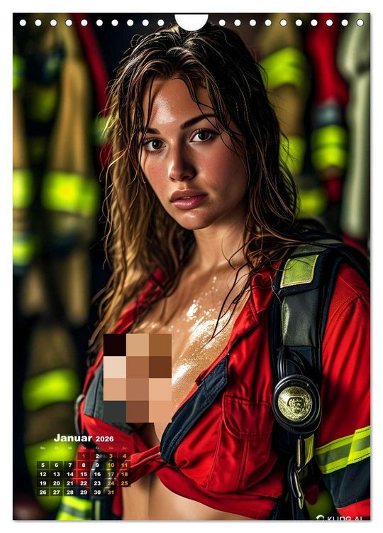 Produktbild: Hei&szlig;e Feuerheldinnen - Verf&uuml;hrerische Feuerwehrfrauen im Dienst der Fantasie (Wandkalender 2026 DIN A4 hoch), CALVENDO Monatskalender
