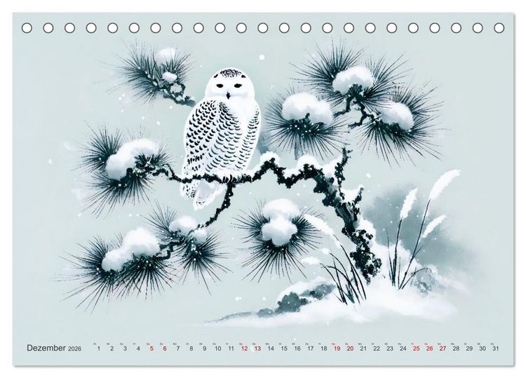 Produktbild: Federleicht - Vogelwelt im Stile asiatischer Tuschmalerei (Tischkalender 2026 DIN A5 quer), CALVENDO Monatskalender