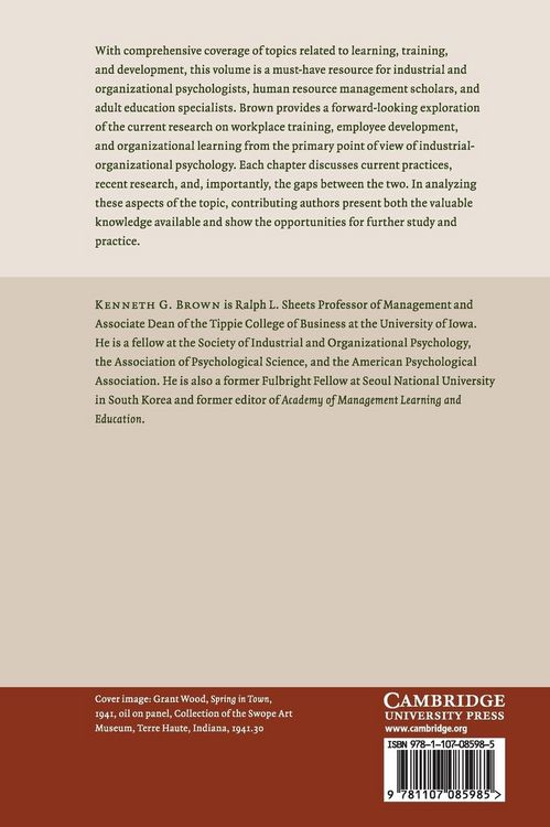 Produktbild: The Cambridge Handbook of Workplace Training and Employee Development