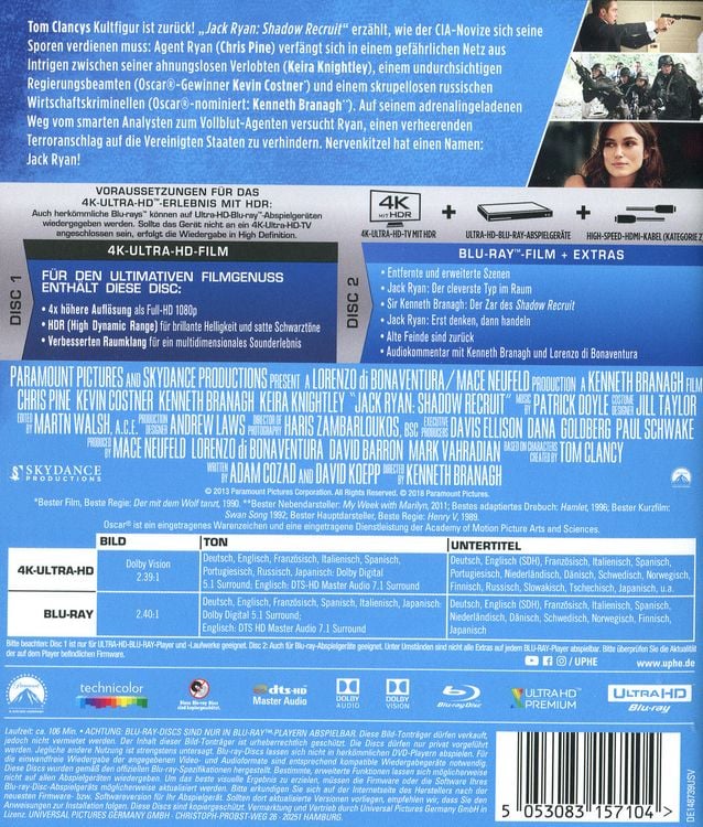 Produktbild: Jack Ryan - Shadow Recruit (4K Ultra HD) (+ Blu-ray 2D)