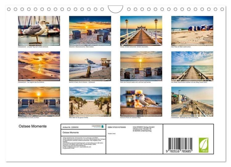 Produktbild: Ostsee Momente (Wandkalender 2027 DIN A4 quer), CALVENDO Monatskalender