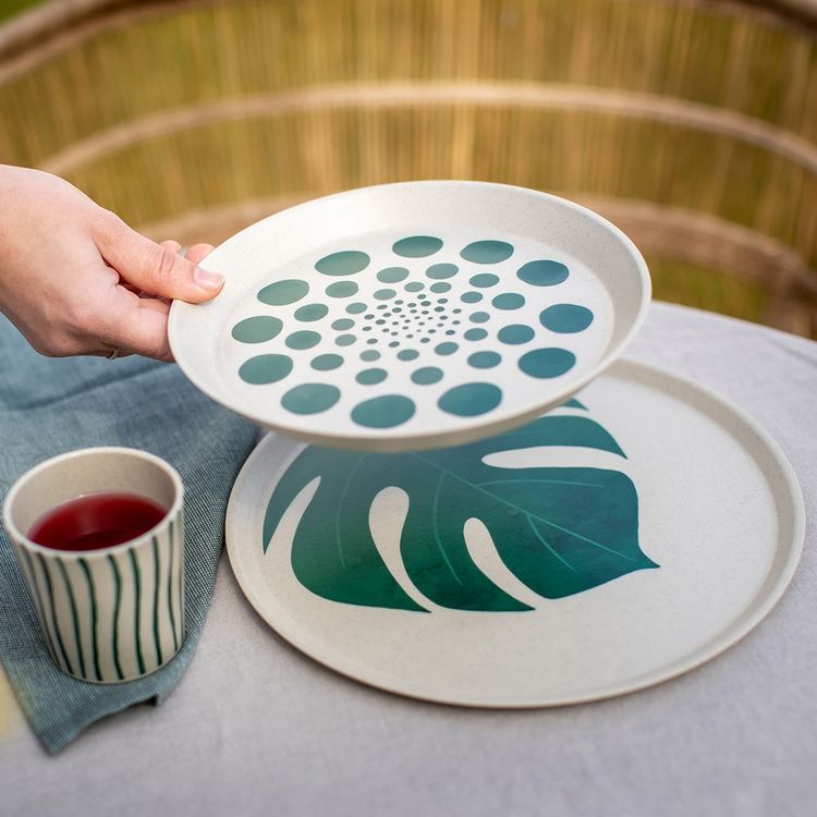 Produktbild: Koziol Großer Teller 25,5 cm 4er-Set CONNECT PLATE MONSTERA LEAF