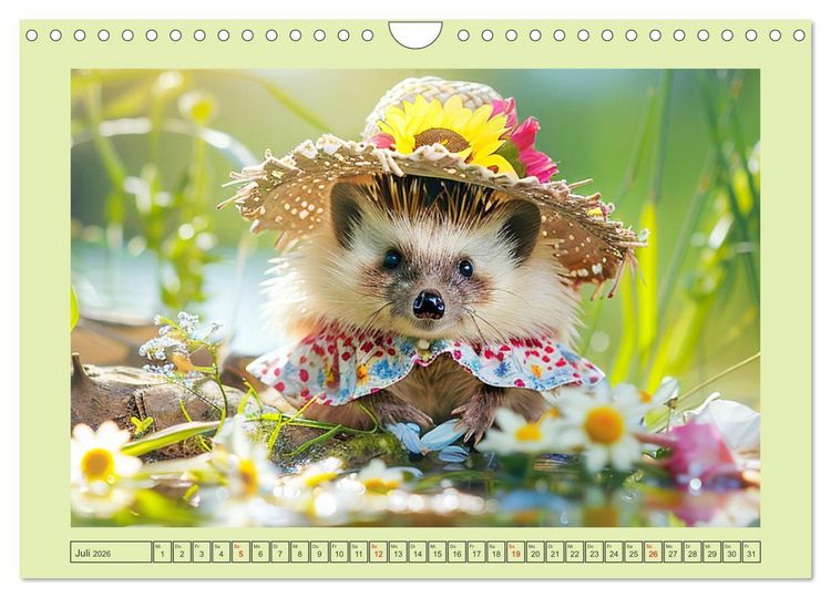 Produktbild: Zauberhafte Igel-Models. Blumiger Stil in der Natur (Wandkalender 2026 DIN A4 quer), CALVENDO Monatskalender