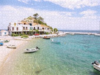 Produktbild: CALVENDO Puzzle Fischerboote im Hafen von Kokkari | 1000 Teile Lege-Gr&ouml;&szlig;e 64x48cm Foto-Puzzle f&uuml;r gl&uuml;ckliche Stunden
