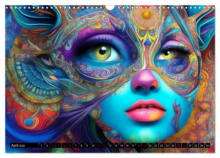 Produktbild: Psychedelische Ladies (Wandkalender 2026 DIN A3 quer), CALVENDO Monatskalender