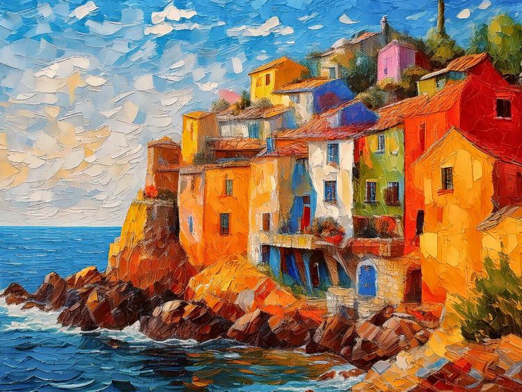 Produktbild: CALVENDO Puzzle Dorf an einer felsigen Mittelmeerk&uuml;ste | 1000 Teile Lege-Gr&ouml;&szlig;e 64x48cm Foto-Puzzle f&uuml;r gl&uuml;ckliche Stunden