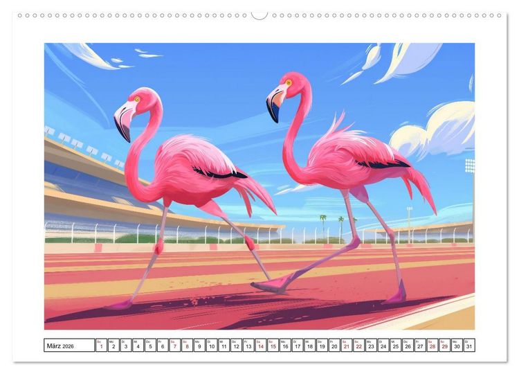 Produktbild: Tierische Olympioniken &ndash; Ein farbenfroher KI-Kalender (Wandkalender 2026 DIN A2 quer), CALVENDO Monatskalender