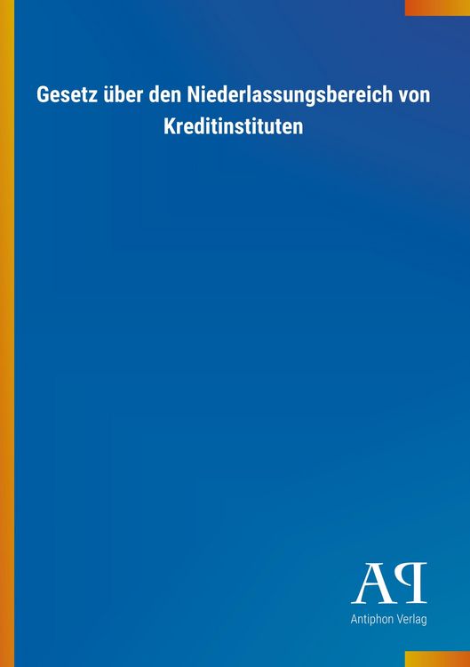 Produktbild: Gesetz &uuml;ber den Niederlassungsbereich von Kreditinstituten