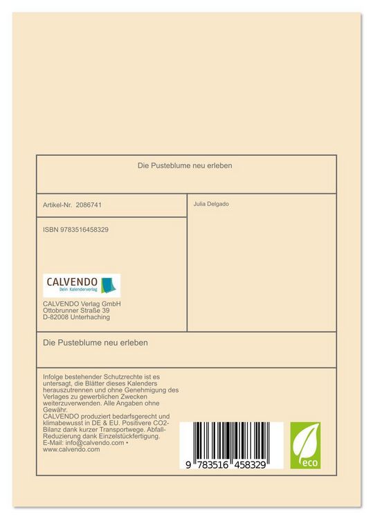 Produktbild: Die Pusteblume neu erleben (Tischkalender 2026 DIN A5 hoch), CALVENDO Monatskalender