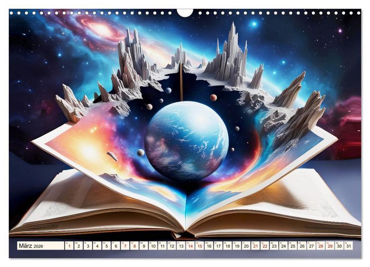 Produktbild: Fantasy-B&uuml;cher Sch&ouml;nheit des Universums (Wandkalender 2026 DIN A3 quer), CALVENDO Monatskalender