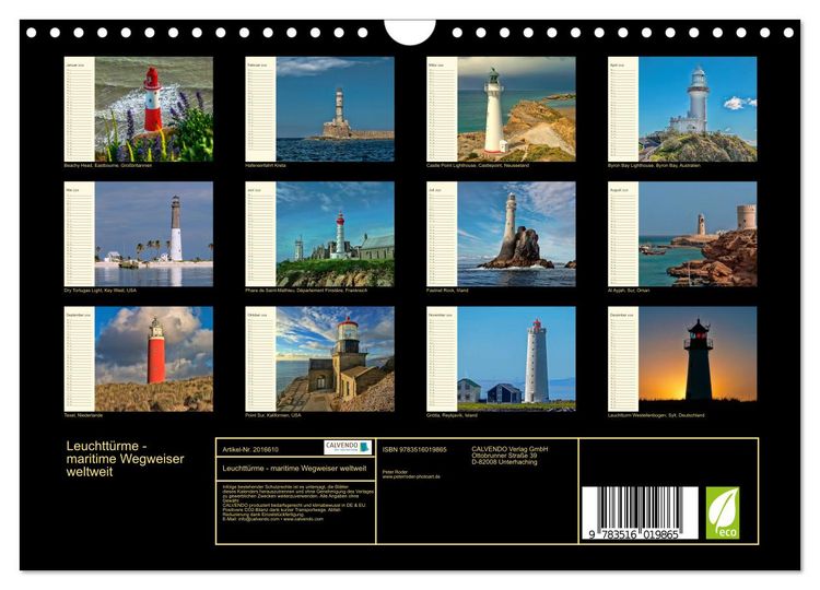 Produktbild: Leuchtt&uuml;rme - maritime Wegweiser weltweit (Wandkalender 2026 DIN A4 quer), CALVENDO Monatskalender
