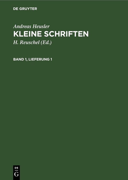 Produktbild: Kleine Schriften. Band 1, Lieferung 1
