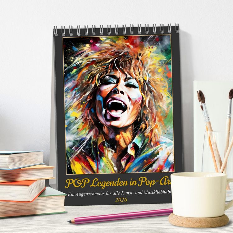 Produktbild: POP Legenden in Pop-Art (Tischkalender 2026 DIN A5 hoch), CALVENDO Monatskalender