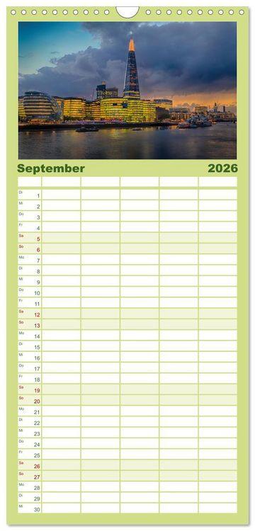 Produktbild: Familienplaner 2026 - Wundervolles London mit 5 Spalten (Wandkalender, 21 x 45 cm) CALVENDO
