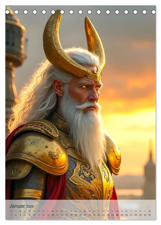 Produktbild: Nordische Mythologie - G&ouml;tter, Helden und Monster (Tischkalender 2026 DIN A5 hoch), CALVENDO Monatskalender