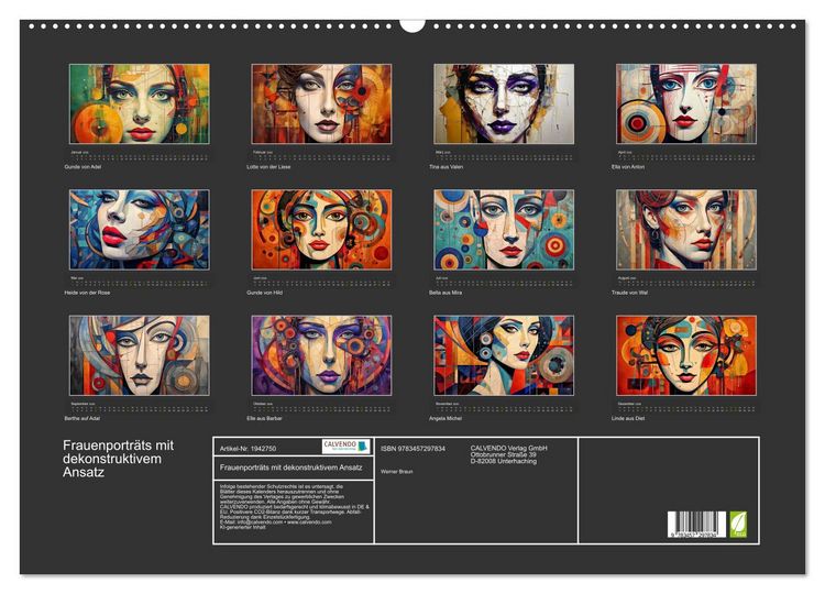 Produktbild: Frauenportr&auml;ts mit dekonstruktivem Ansatz (Wandkalender 2026 DIN A2 quer), CALVENDO Monatskalender