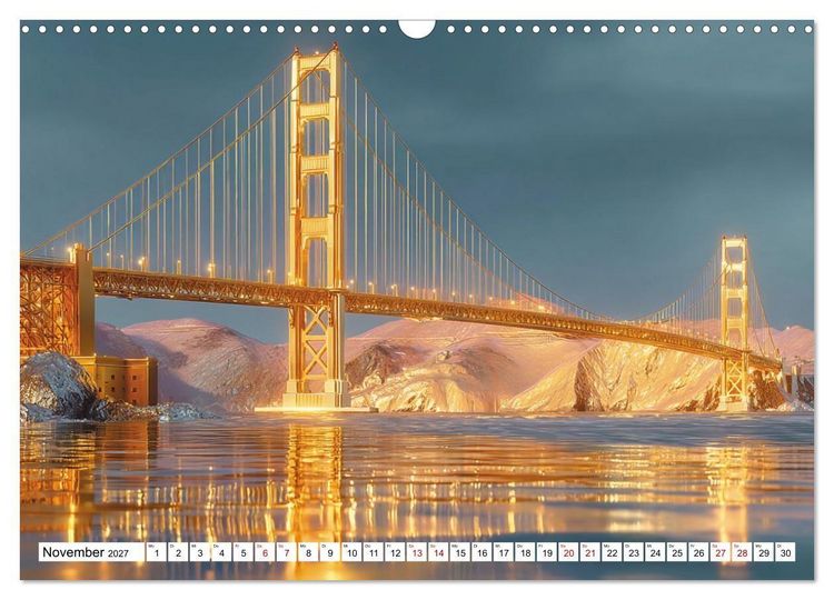 Produktbild: Die Golden Gate Bridge - Ikone am Pazifik (Wandkalender 2027 DIN A3 quer), CALVENDO Monatskalender