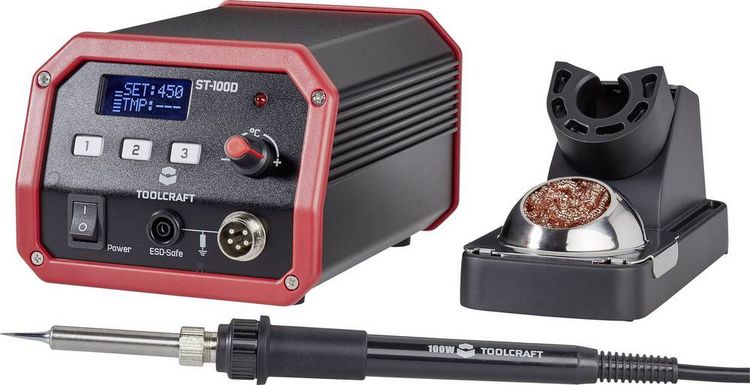 Produktbild: TOOLCRAFT ST-100D L&ouml;tstation digital 100W 150 - 450&deg;C inkl. L&ouml;tspitze