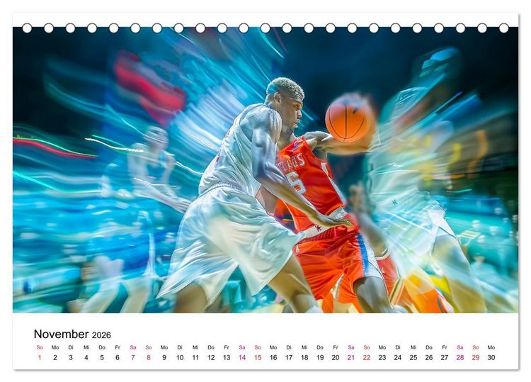 Produktbild: Basketball Erlebnisse (Tischkalender 2026 DIN A5 quer), CALVENDO Monatskalender