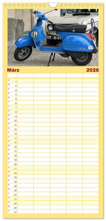 Produktbild: Familienplaner 2026 - Vespa Liebe mit 5 Spalten (Wandkalender, 21 x 45 cm) CALVENDO