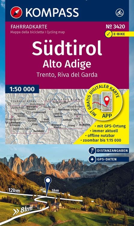 Bild vom Artikel KOMPASS Fahrradkarte 3420 Südtirol / Alto Adige, Trento, Riva del Garda (4 Karten im Set) 1:50.000 vom Autor 