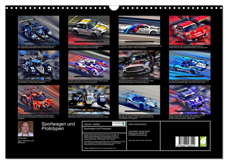 Produktbild: Sportwagen und Prototypen (Wandkalender 2026 DIN A3 quer), CALVENDO Monatskalender