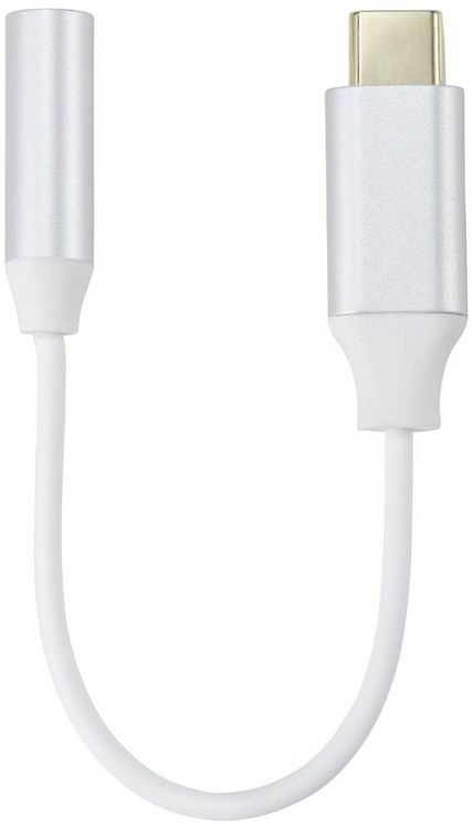 Produktbild: Renkforce RF-6056890 USB-C&reg; / Klinke Adapter [1x USB-C&reg; - 1x Audio, stereo (3.5 mm Klinke)] Wei&szlig; Aluminium-Stecker 0.1 m