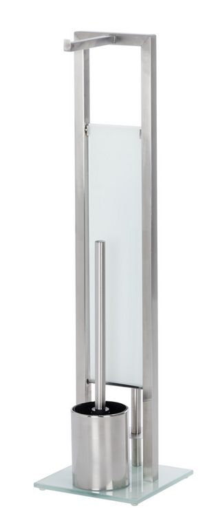 Produktbild: Stand WC-Garnitur Mod. Rivalta Edelstahl Matt, integrierter Toilettenpapierhalter