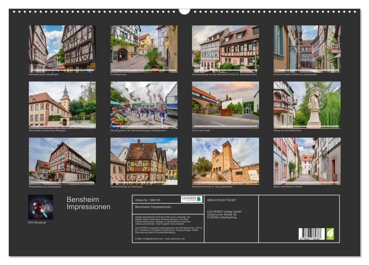 Produktbild: Bensheim Impressionen (Wandkalender 2026 DIN A2 quer), CALVENDO Monatskalender