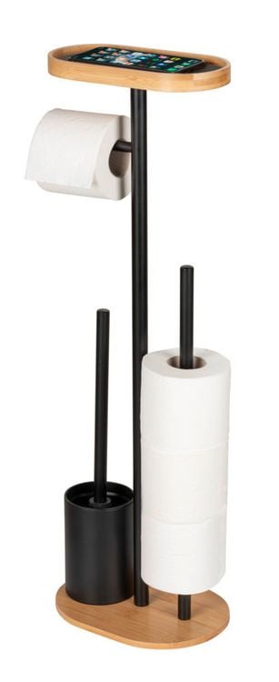 Produktbild: Stand WC-Garnitur Mod. Pomarolo, bambus, stahl, natur/schwarz, 25x70,5x17 cm, mit gro&szlig;er
