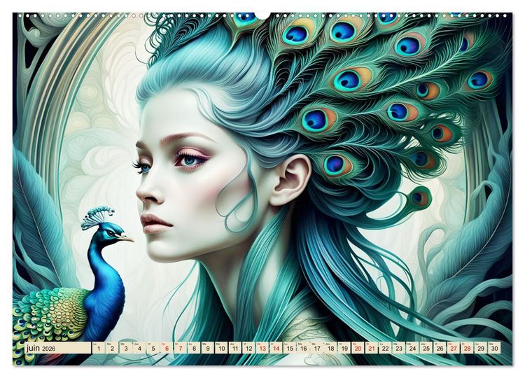 Produktbild: Les murmures des paons (Calendrier mural 2026 DIN A2 vertical), CALVENDO calendrier mensuel