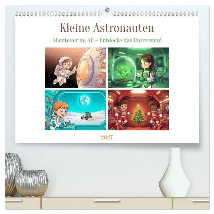 Produktbild: Kleine Astronauten (hochwertiger Premium Wandkalender 2027 DIN A2 quer), Kunstdruck in Hochglanz