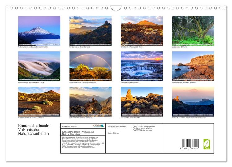 Produktbild: Kanarische Inseln - Vulkanische Natursch&ouml;nheiten (Wandkalender 2026 DIN A3 quer), CALVENDO Monatskalender