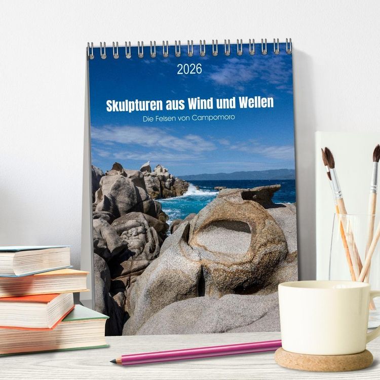 Produktbild: Skulpturen aus Wind und Wellen (Tischkalender 2026 DIN A5 hoch), CALVENDO Monatskalender