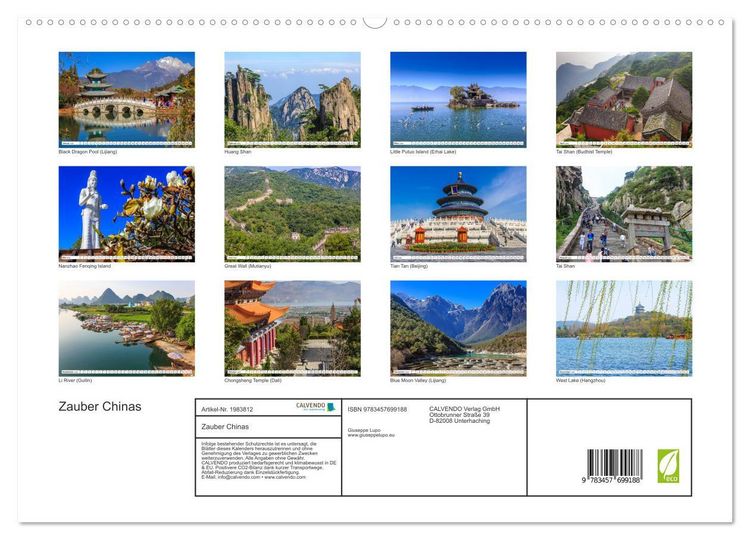 Produktbild: Zauber Chinas (hochwertiger Premium Wandkalender 2026 DIN A2 quer), Kunstdruck in Hochglanz