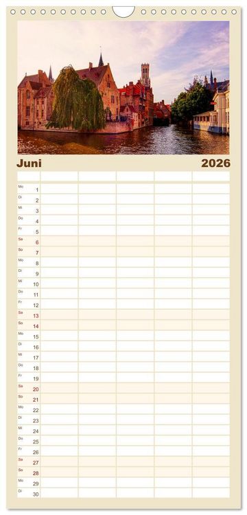 Produktbild: Familienplaner 2026 - Br&uuml;gge und Gent im Zwielicht mit 5 Spalten (Wandkalender, 21 x 45 cm) CALVENDO