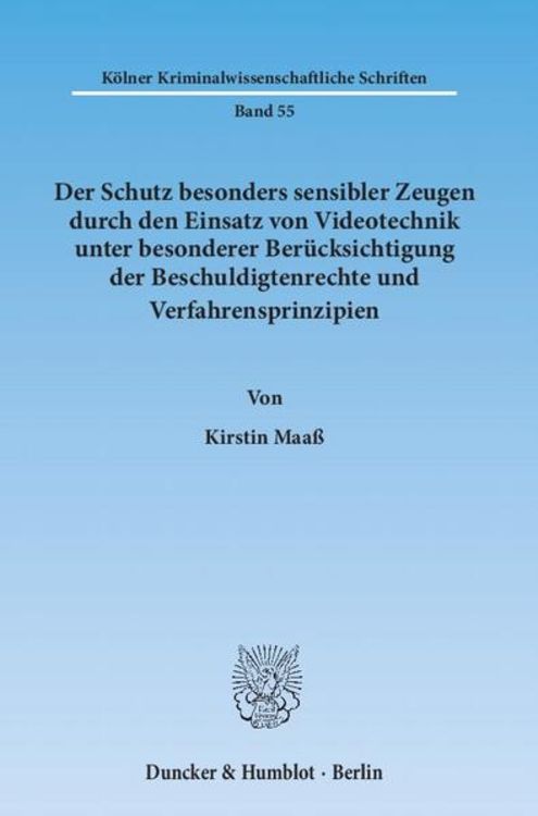 Produktbild: Maa&szlig;, K: Schutz besonders sensibler Zeugen