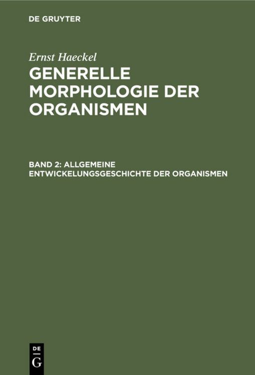 Produktbild: Allgemeine Entwickelungsgeschichte der Organismen
