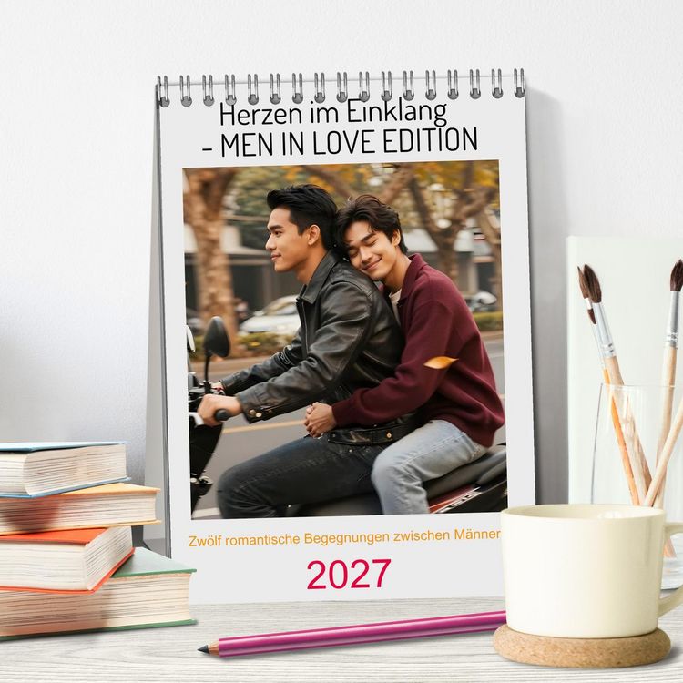 Produktbild: Herzen im Einklang - MEN IN LOVE EDITION (Tischkalender 2027 DIN A5 hoch), CALVENDO Monatskalender