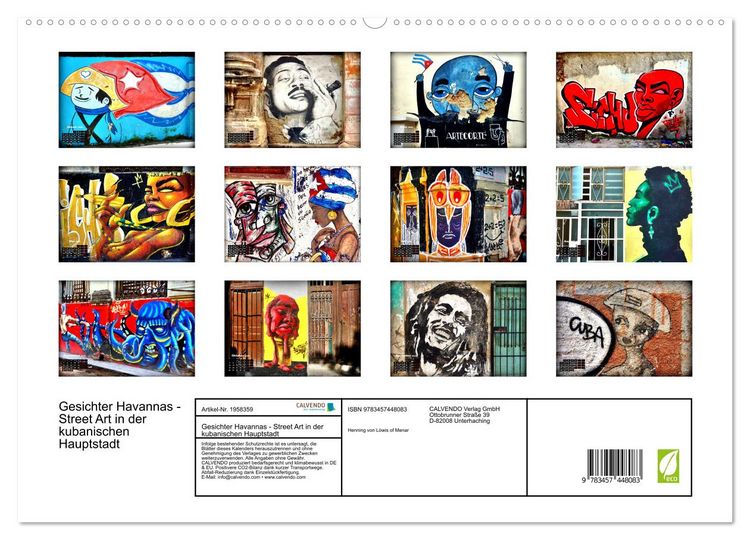 Produktbild: Gesichter Havannas - Street Art in der kubanischen Hauptstadt (hochwertiger Premium Wandkalender 2026 DIN A2 quer), Kunstdruck in Hochglanz