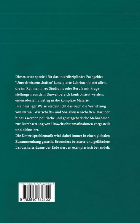 Produktbild: Umweltwissenschaften und Umweltmanagement