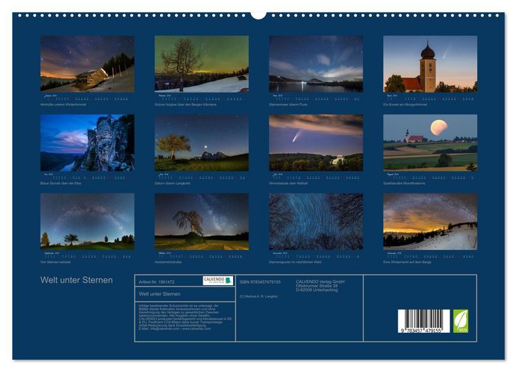 Produktbild: Welt unter Sternen (hochwertiger Premium Wandkalender 2026 DIN A2 quer), Kunstdruck in Hochglanz