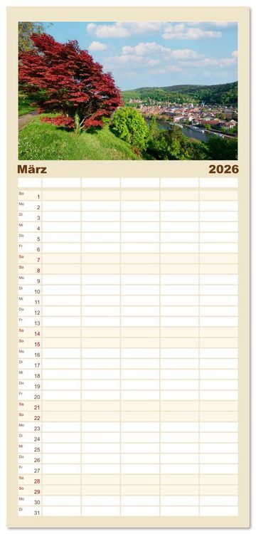 Produktbild: Familienplaner 2026 - Heidelberg im Fokus mit 5 Spalten (Wandkalender, 21 x 45 cm) CALVENDO