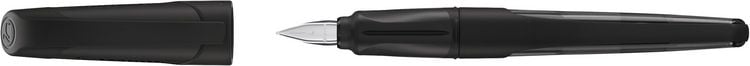Produktbild: STABILO Schulf&uuml;ller mit Linksh&auml;nder-Feder L -   EASYbuddy Twilight Sky in schwarz/schwarz - Schreibfarbe blau (l&ouml;schbar) - Einzelstift - inkl. Patrone