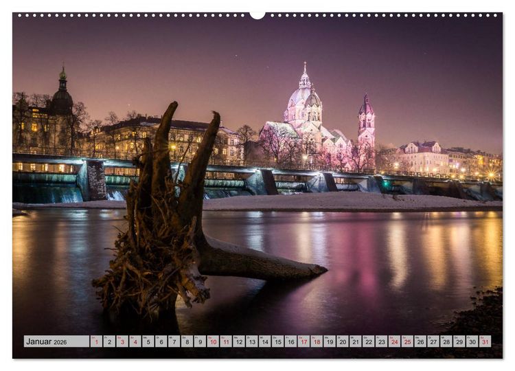 Produktbild: M&uuml;nchen - Lichter der Gro&szlig;stadt (hochwertiger Premium Wandkalender 2026 DIN A2 quer), Kunstdruck in Hochglanz