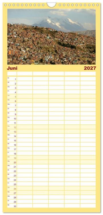 Produktbild: Familienplaner 2027 - Bolivien - Eine Wanderreise mit 5 Spalten (Wandkalender, 21 x 45 cm) CALVENDO