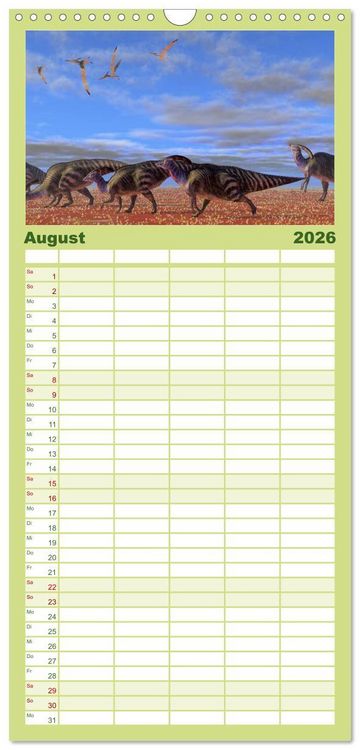 Produktbild: Familienplaner 2026 - Dinosaurier. Urzeitliche Giganten mit 5 Spalten (Wandkalender, 21 x 45 cm) CALVENDO