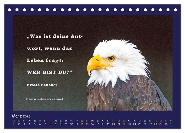 Produktbild: Bewusst leben und gl&uuml;cklich sein (Tischkalender 2026 DIN A5 quer), CALVENDO Monatskalender